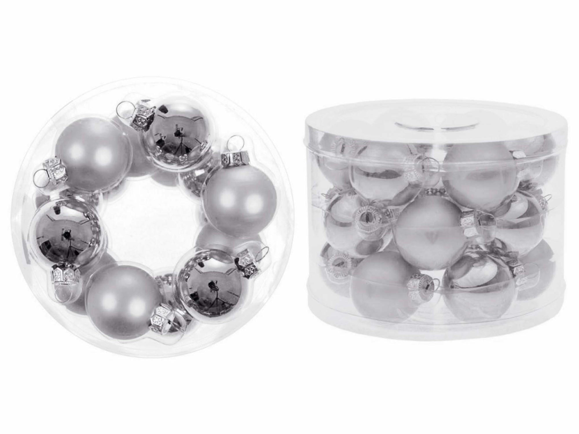 WEIHNACHTSORNAMENTE 18er-Set runde Ornamente silber Mix 4 cm - Silberfarben, Glas (4/4/4cm) - LAALU