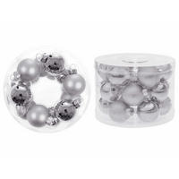 WEIHNACHTSORNAMENTE 18er-Set runde Ornamente silber Mix 4 cm - Silberfarben, Glas (4/4/4cm) - LAALU
