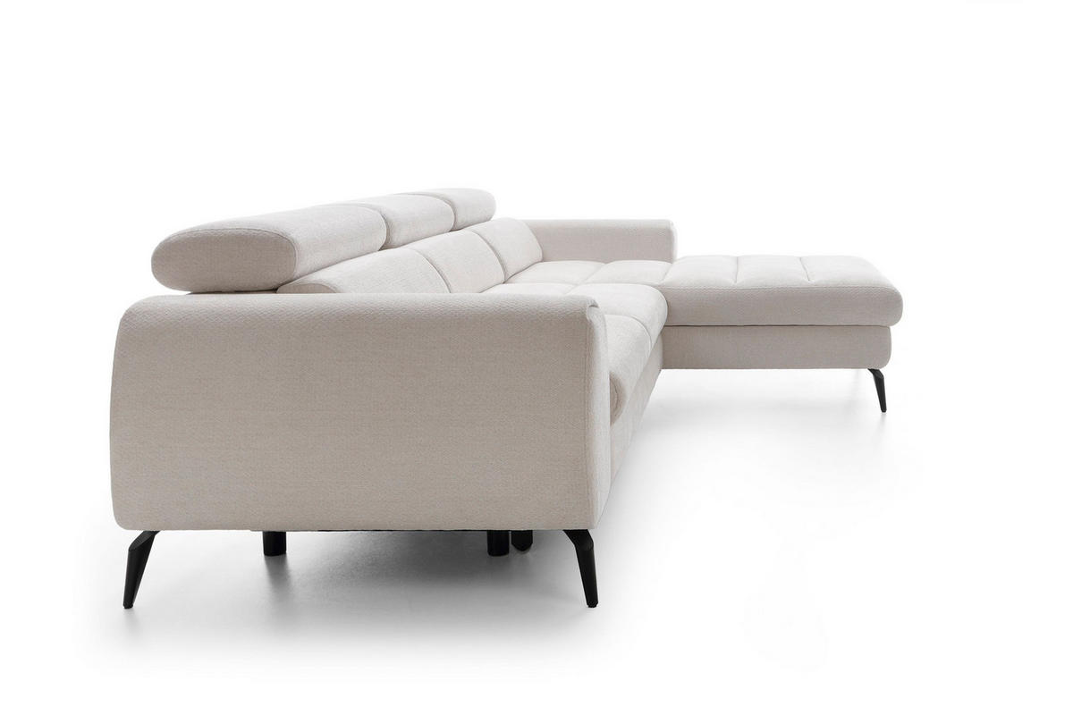 ECKSOFA NOTE Creme Chenille mit Schlaffunktion - Creme, Holz (270/184cm) - MASSENO