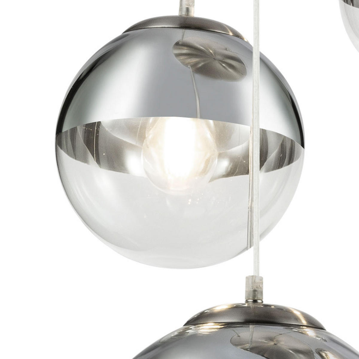 LED HÄNGELEUCHTE VARUS Silber Chrom - Silberfarben, Glas (64/64/150cm) - Globo Lighting
