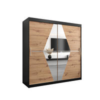 SCHWEBETÜRENSCHRANK 200/200/62 2-türig - Silberfarben/Schwarz, Holz/Kunststoff (200/200/62cm) - Abiks Möbel