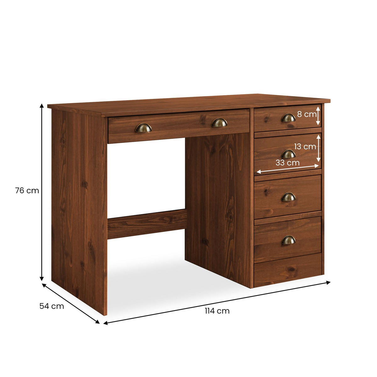 SCHREIBTISCH LANA - Kastanienfarben, Holz (54/114/76cm) - IDIMEX