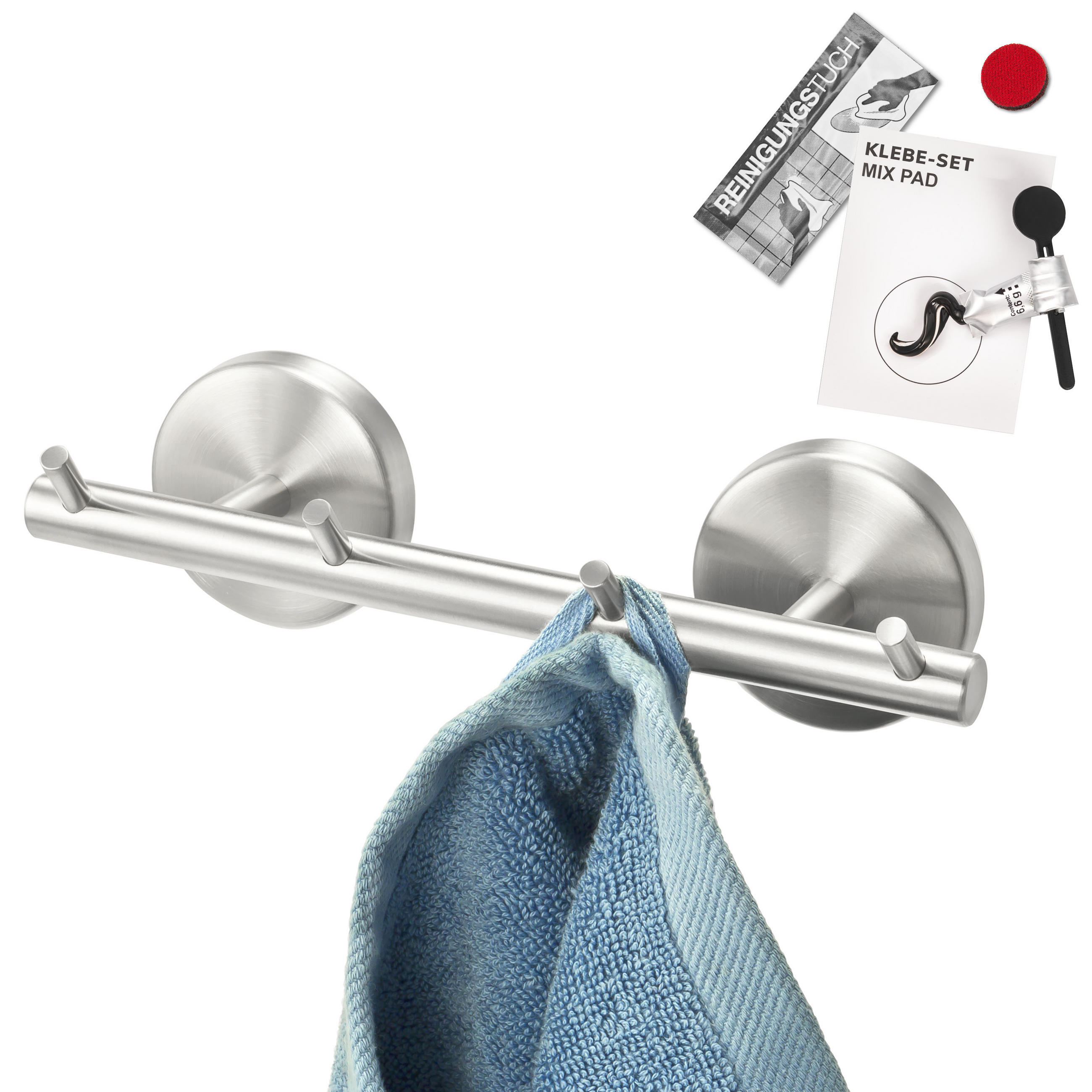 HAKENLEISTE PIAZZA, Edelstahl, matt - Edelstahlfarben, Metall (20/5.8/6cm) - bremermann