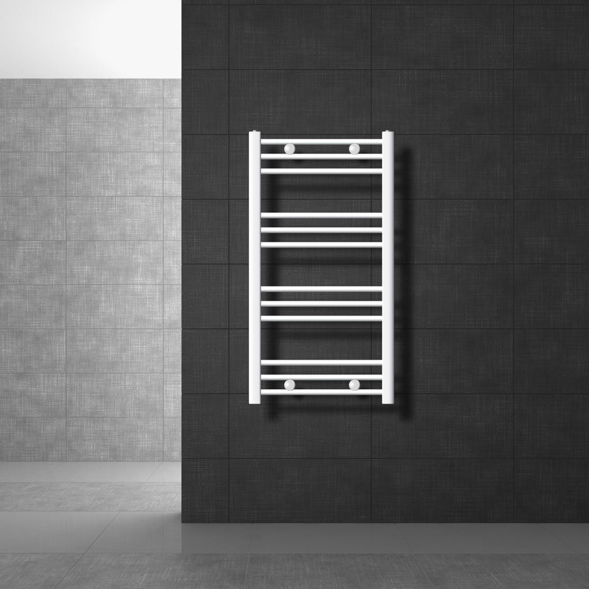 BADHEIZKÖRPER Sahara 500x800 mm Weiß gebogen mit Seitenanschluss - Weiß, Metall (50/80/5cm) - LuxeBath