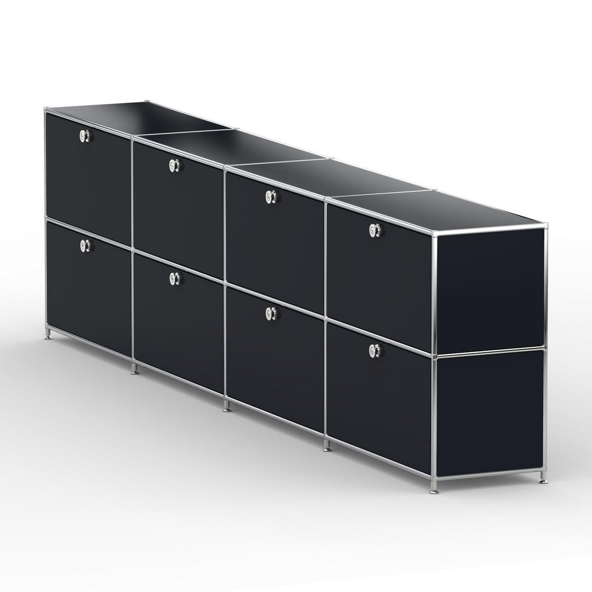 AKTENSCHRANK, 8 Klappen & Schloss, Breite 302 cm, Graphitschwarz - Chromfarben/Silberfarben, Metall (40/80.5/302.2cm) - Versee