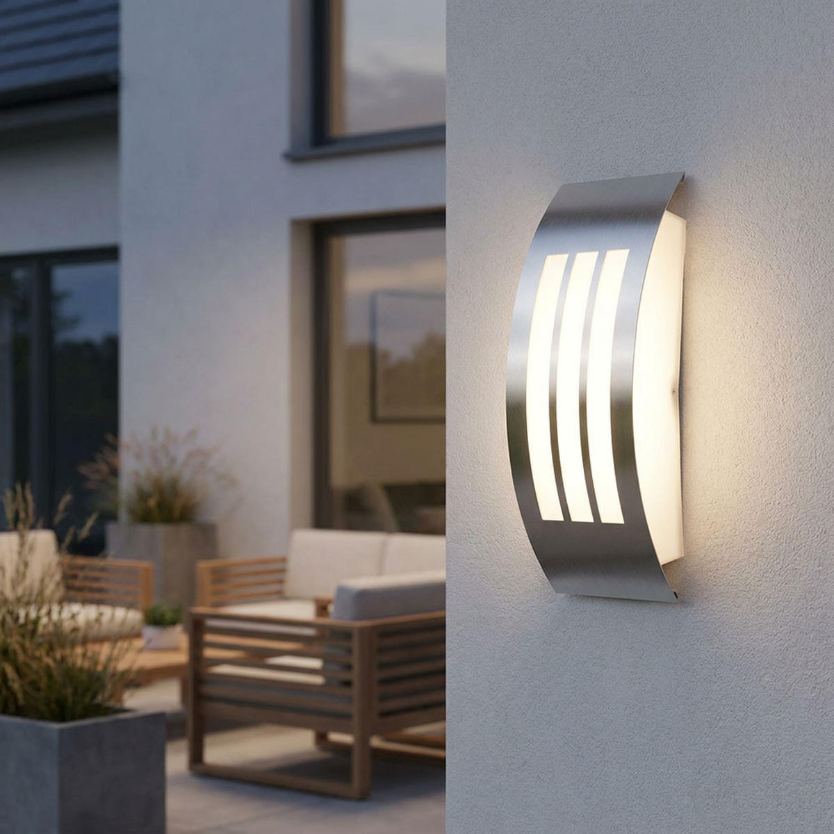 AUSSEN-WANDLEUCHTE Edelstahl Silber poliert - Silberfarben, Metall (10/32/9cm) - Globo Lighting