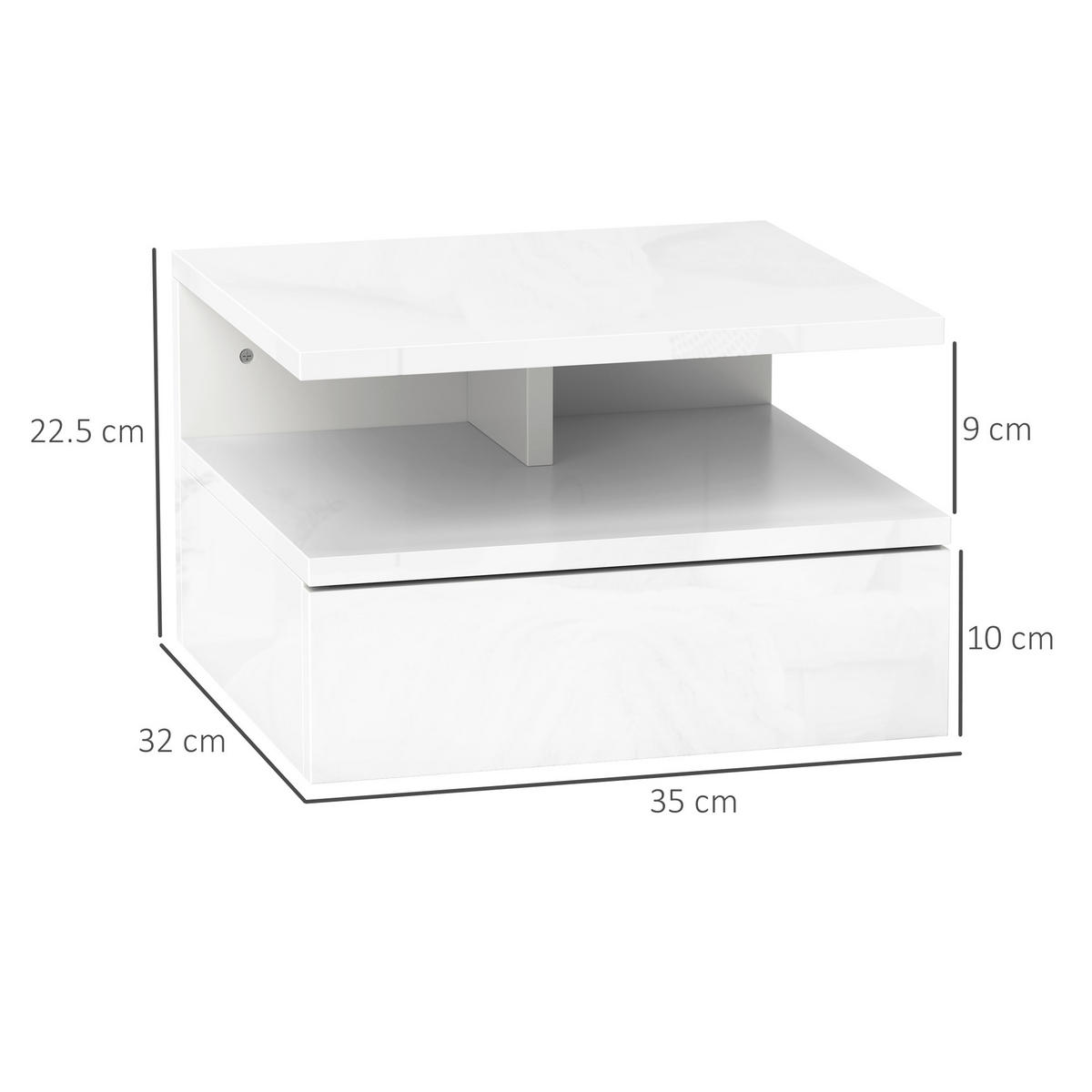 NACHTTISCH Glänzend weiß 1 Stück - Weiß, Kunststoff (32/22.5/35cm) - GiPP