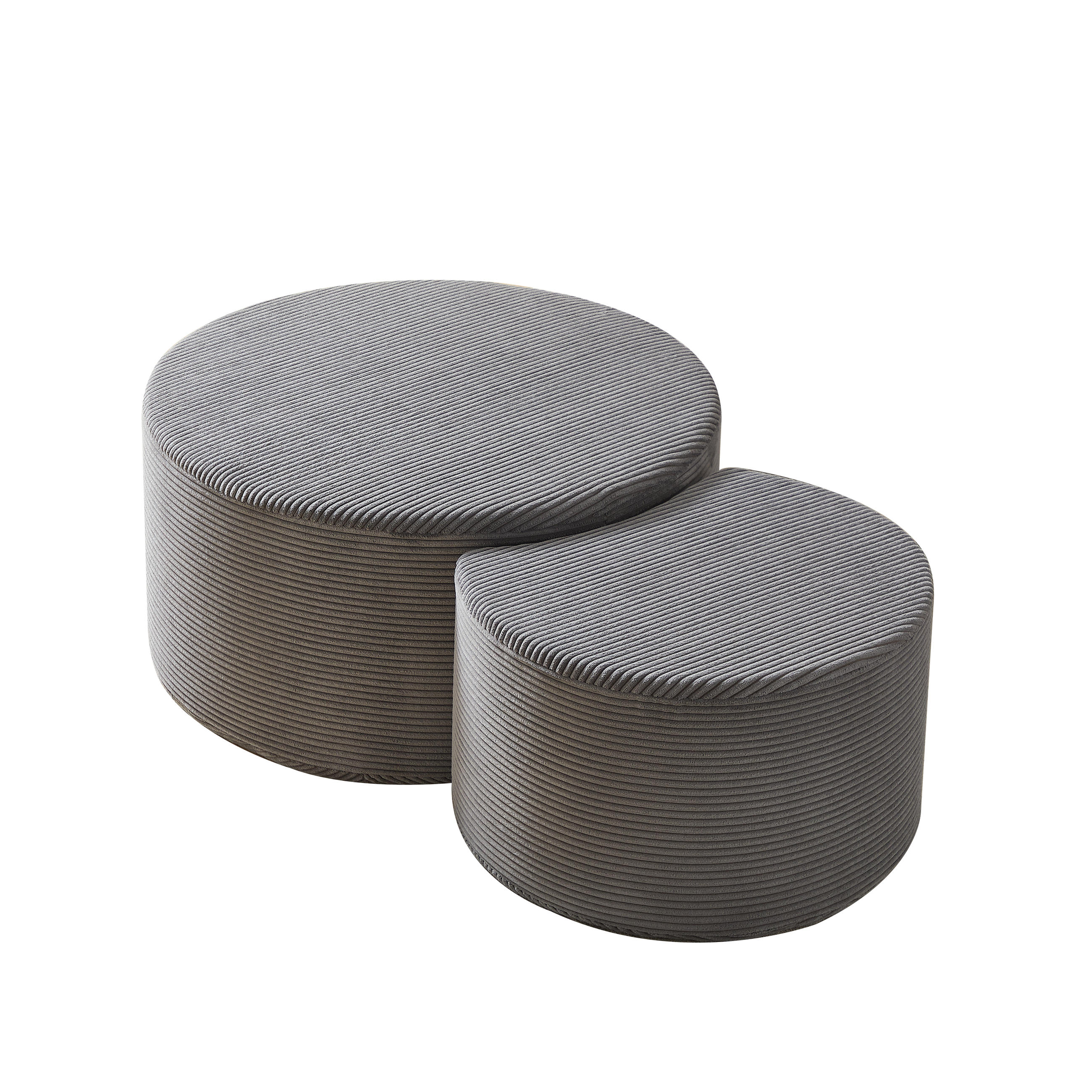 COUCHTISCH-SET 2-teilig gepolstert und rund - Grau, Textil (81/127/40cm)