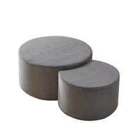 COUCHTISCH-SET 2-teilig gepolstert und rund - Grau, Textil (81/127/40cm)