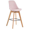 BARHOCKER Samt pink - Pink/Eukalyptusholzfarben, Holz/Textil (48/112/56cm) - CLP