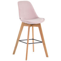 BARHOCKER Samt pink - Pink/Eukalyptusholzfarben, Holz/Textil (48/112/56cm) - CLP