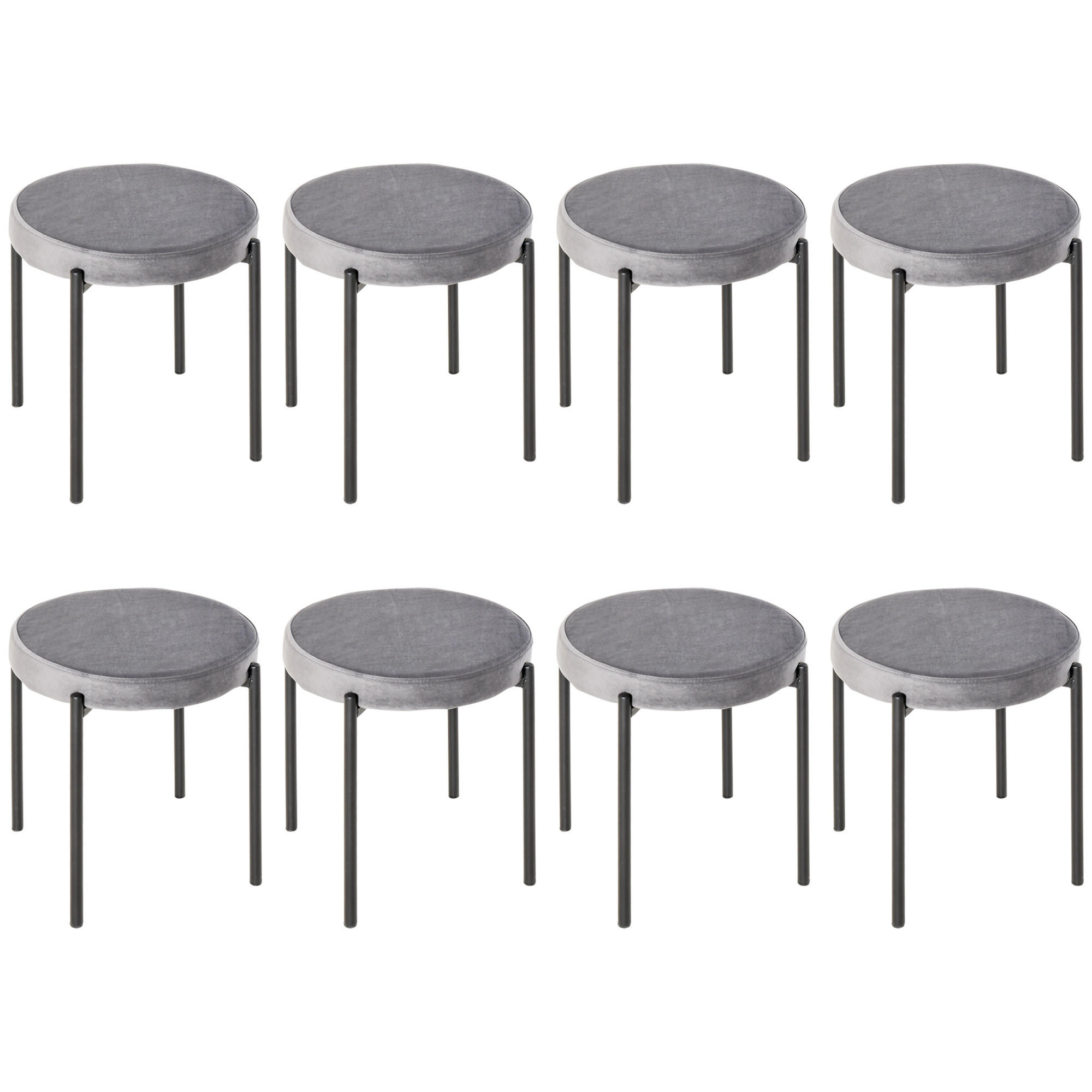 ESSZIMMERHOCKER 8ER-SET aus Polyester Stahl Dunkelgrau - Dunkelgrau, Textil (41.5/46/41.5cm) - HOMCOM