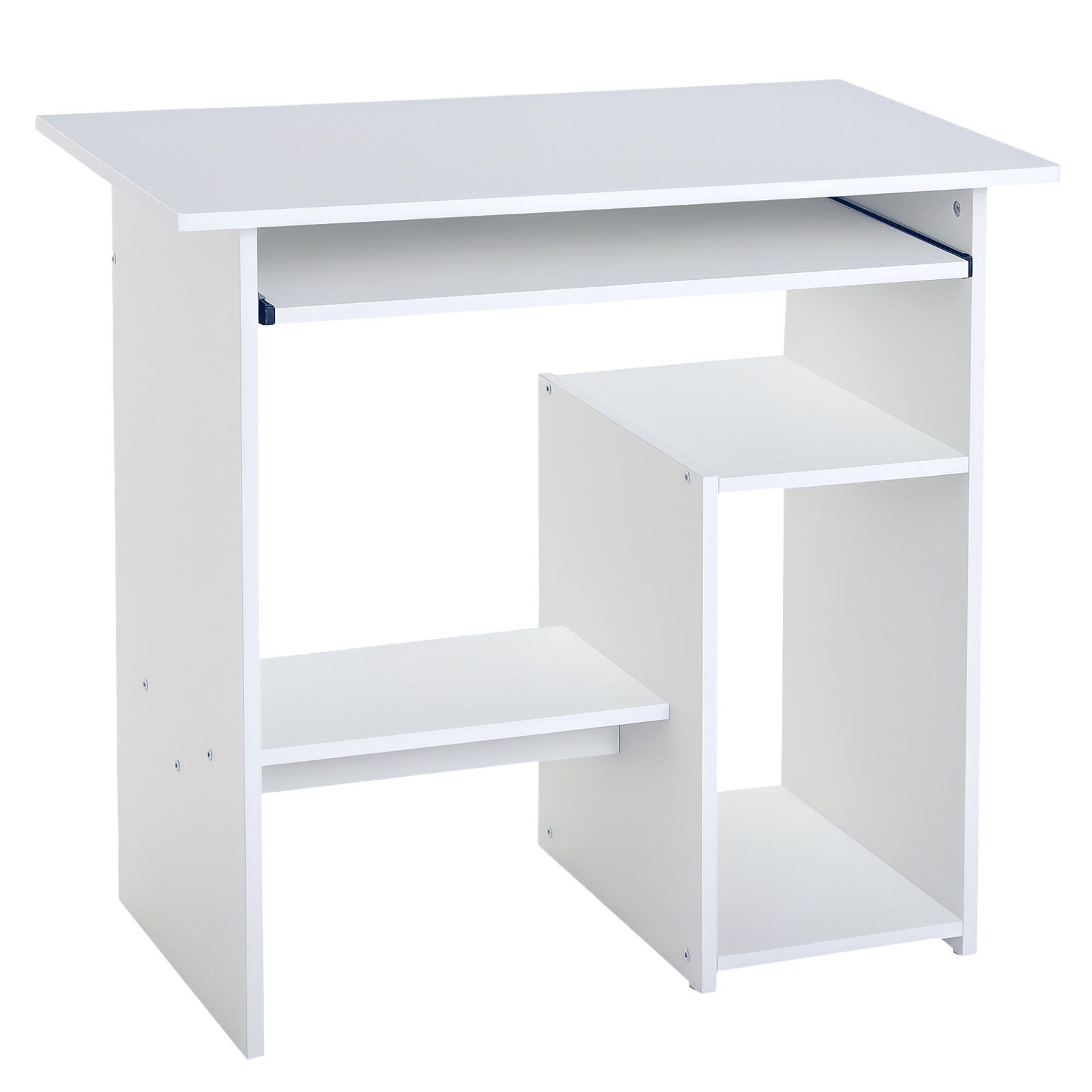 SCHREIBTISCH Weiß mit Tastaturauszug und Regalfächern 80/45/75 cm - Weiß, Holzwerkstoff (45/80/75cm) - PANGIVO