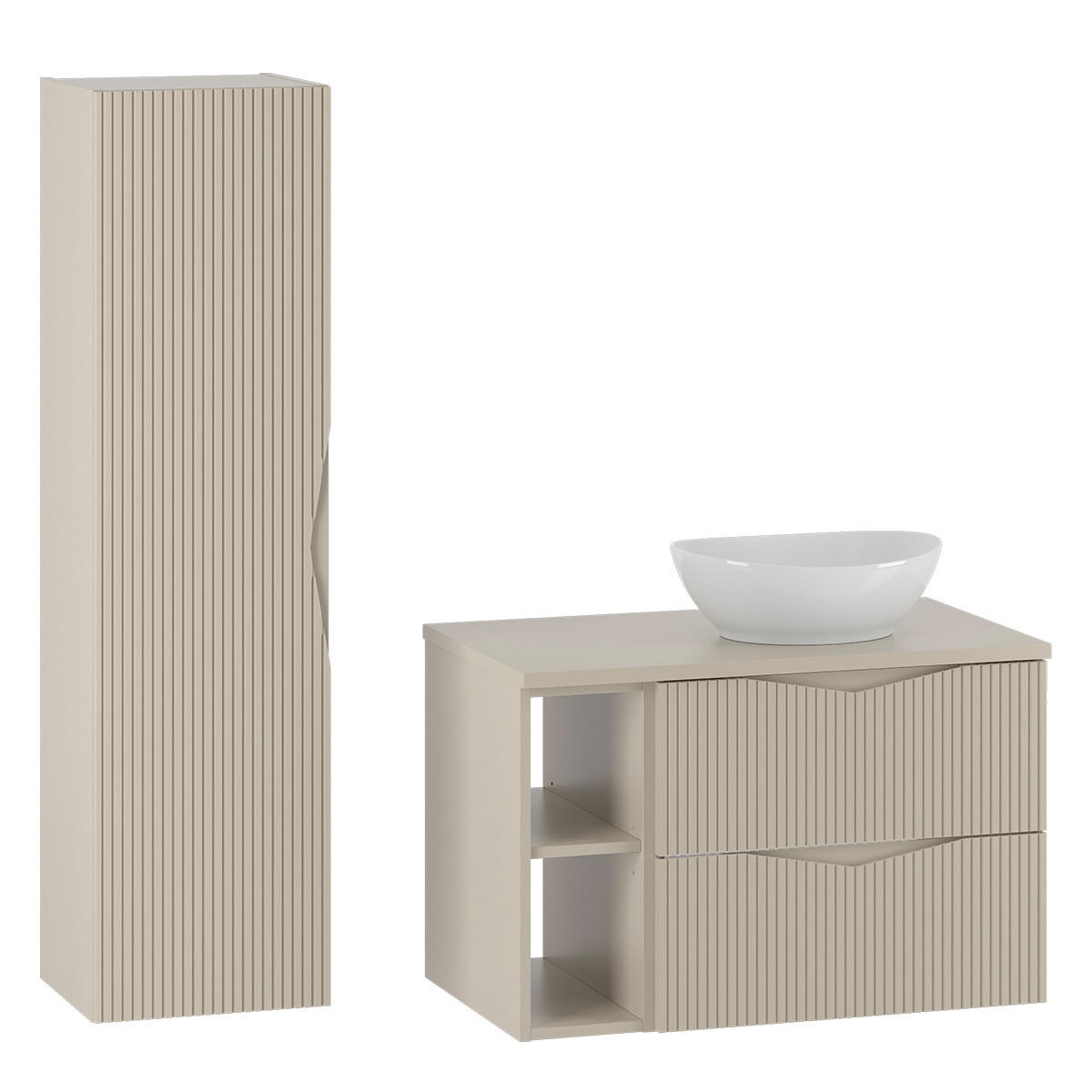 BADMÖBEL Tao 2er-Set Kaschmir - Beige, Holzwerkstoff (80.6/52.2/46.5cm) - Petits-meubles