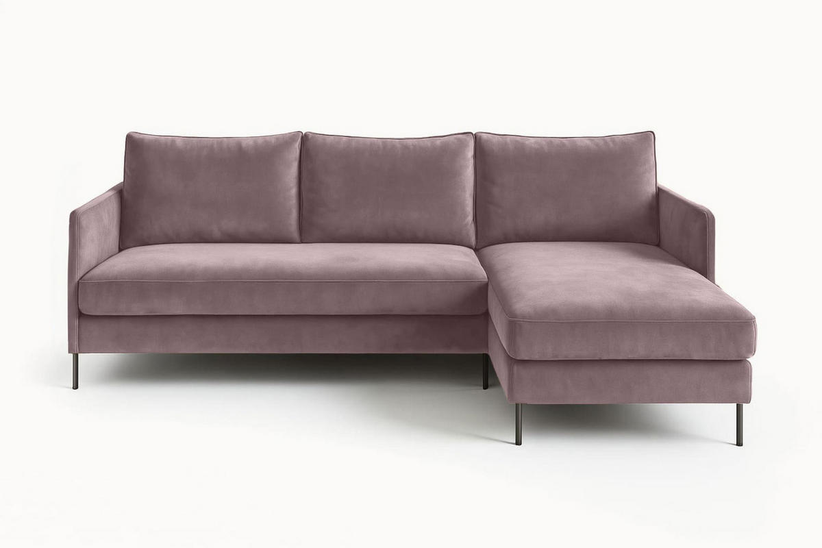 ECKSOFA Belis, Rosa, Sofa mit Schlaffunktion - Rosa, Holzwerkstoff/Textil (216/155cm) - Bettso