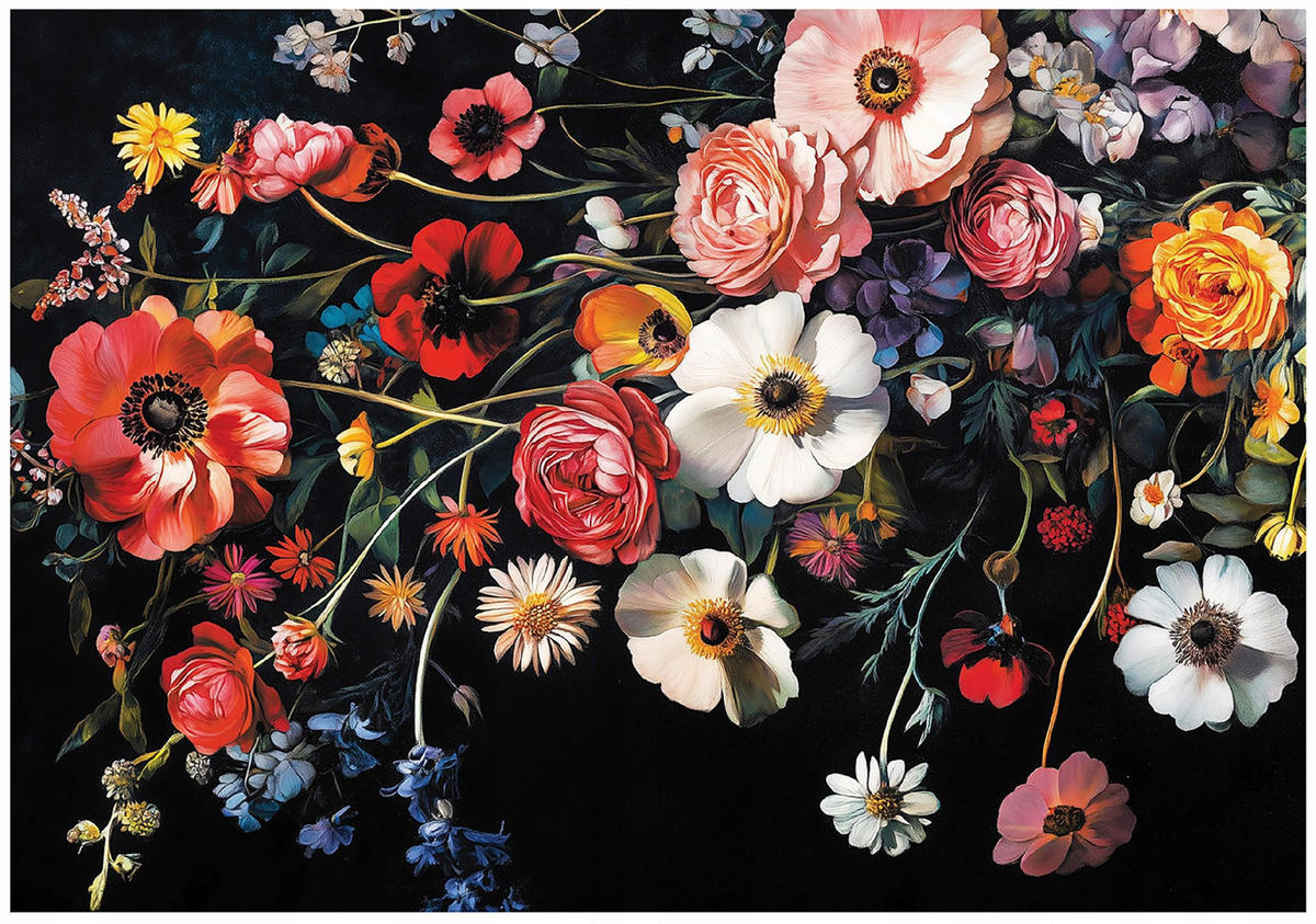 FOTOTAPETE Bulumen Blumenwiese Wohnzimmer Vlies Tapete 300x210 - Multicolor, Papier (300/210cm) - Wallarena