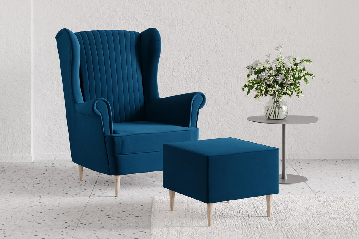 OHRENSESSEL - Sessel Comfy - Blau - Blau, Holzwerkstoff (83/103/95cm) - Möblo