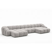 ECKSOFA Modulare U-Form, Veloursstoff Bluvel, Grau, CROISSANT U - Grau, Holz (413/72/190cm) - Kaiser Möbel