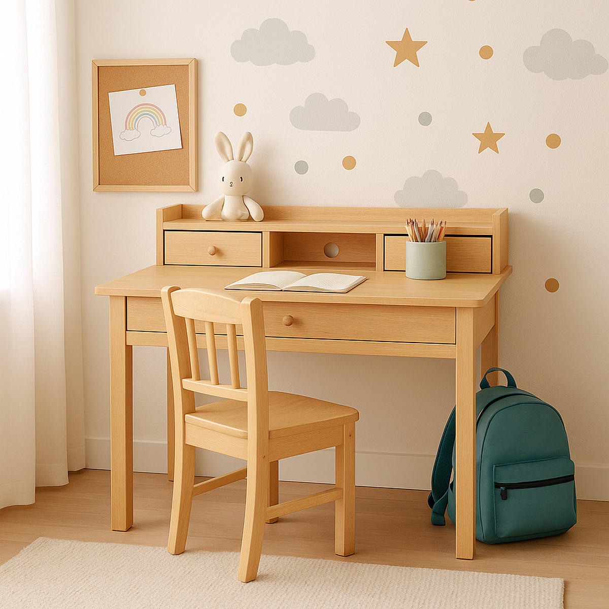 SCHREIBTISCH helles Holz - Hellbraun, Holz/Holzwerkstoff (100/50/91cm) - Urban Meuble