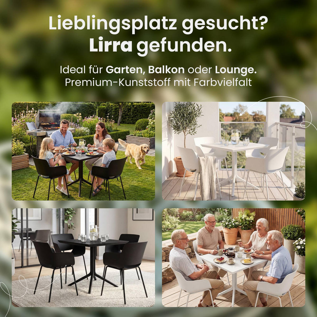 GARTENSITZGRUPPE 4 Kunststoff Weiß - Weiß, Kunststoff - CLP