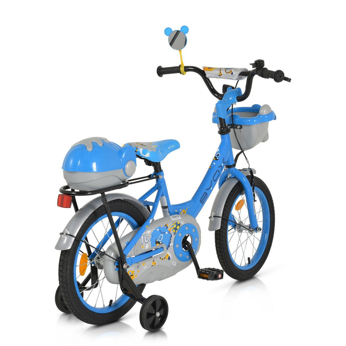 KINDERFAHRRAD 16 Zoll 1602 blau Stützräder, höhenverstellbar, Klingel, Körbe - Blau, Metall (79cm)