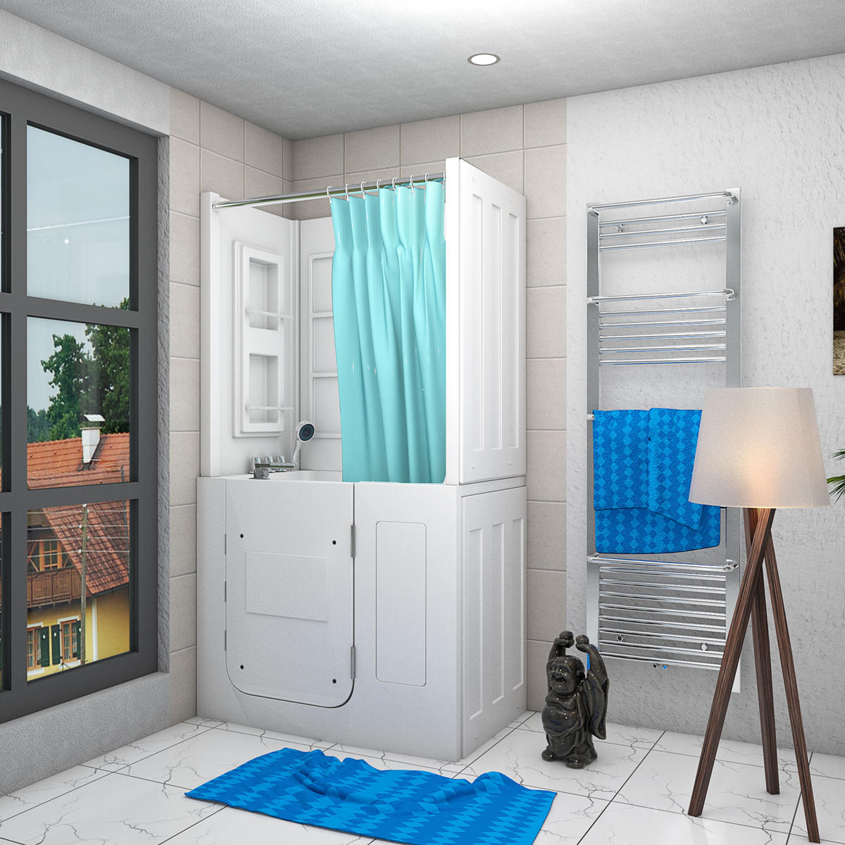 SENIORENDUSCHE S08D-TH-A-R Weiß - Weiß, Glas/Kunststoff (68/110/205cm) - AcquaVapore by Sandra Jentho