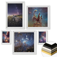 WANDBILDER 5er-Set - 50x50 cm & 20x30 cm & 40x60 cm Weißer Rahmen - Wasserfall in der Schlucht - Weiß, Kunststoff (40/60cm) - ArtPrintCave