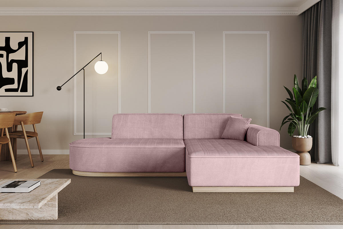ECKSOFA Ottomane Rechts IREA-L1 - 232x165x80 cm Rosa - Rosa, Holzwerkstoff/Textil (232/165cm) - ALTDECOR