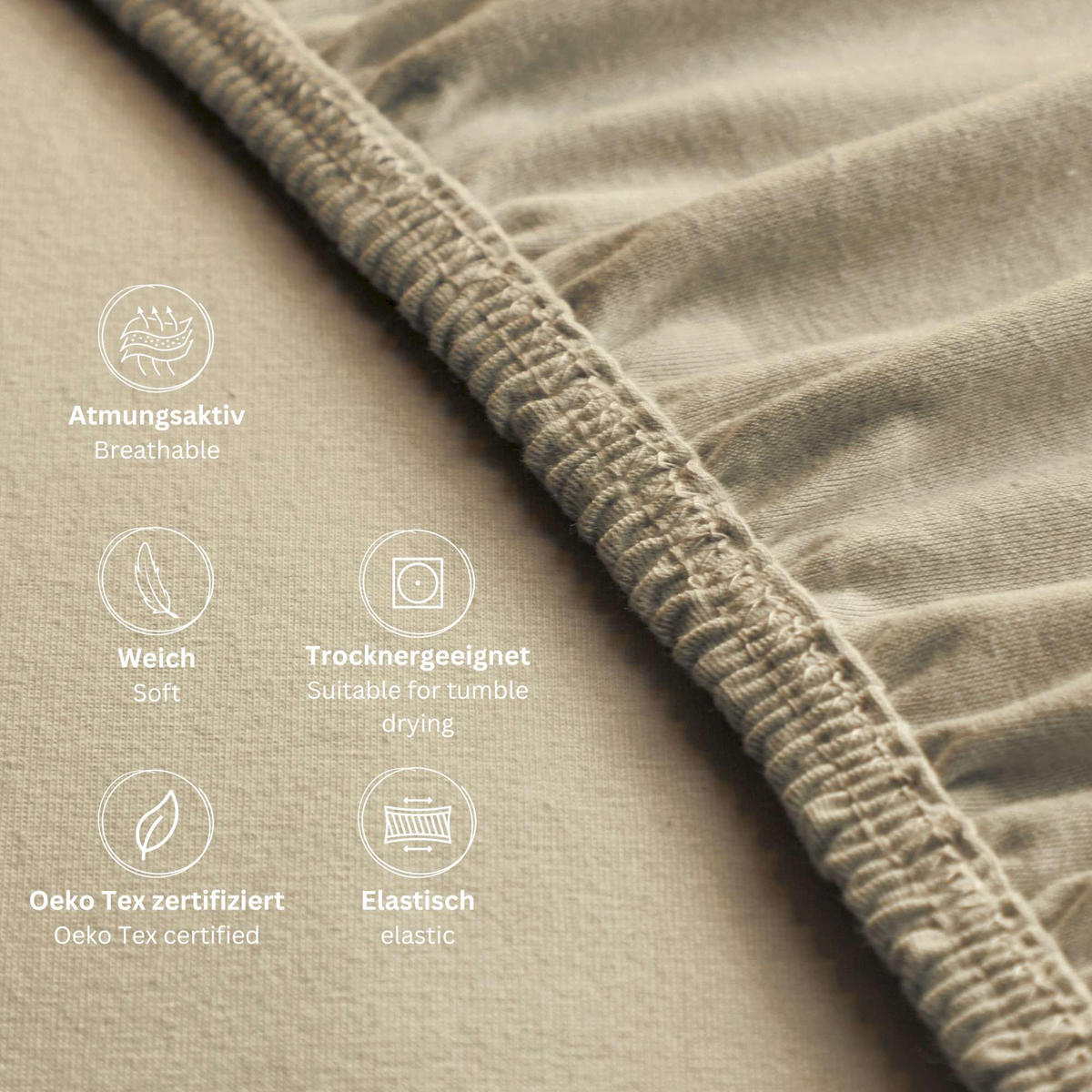 SPANNBETTLAKEN BASIC 2er Set - Beige, Textil (150/200cm) - Schöner Wohnen