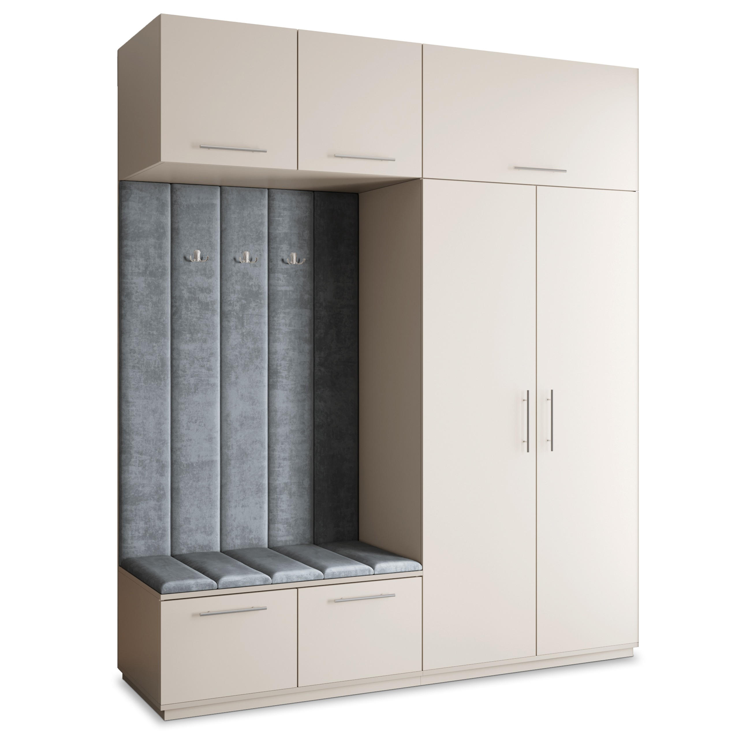 GARDEROBENSCHRANK REMA 200/240/60 cm Modern Garderobe-Set Kaschmir - Kaschmir/Grau, Holzwerkstoff (200/240/60cm) - MASSENO