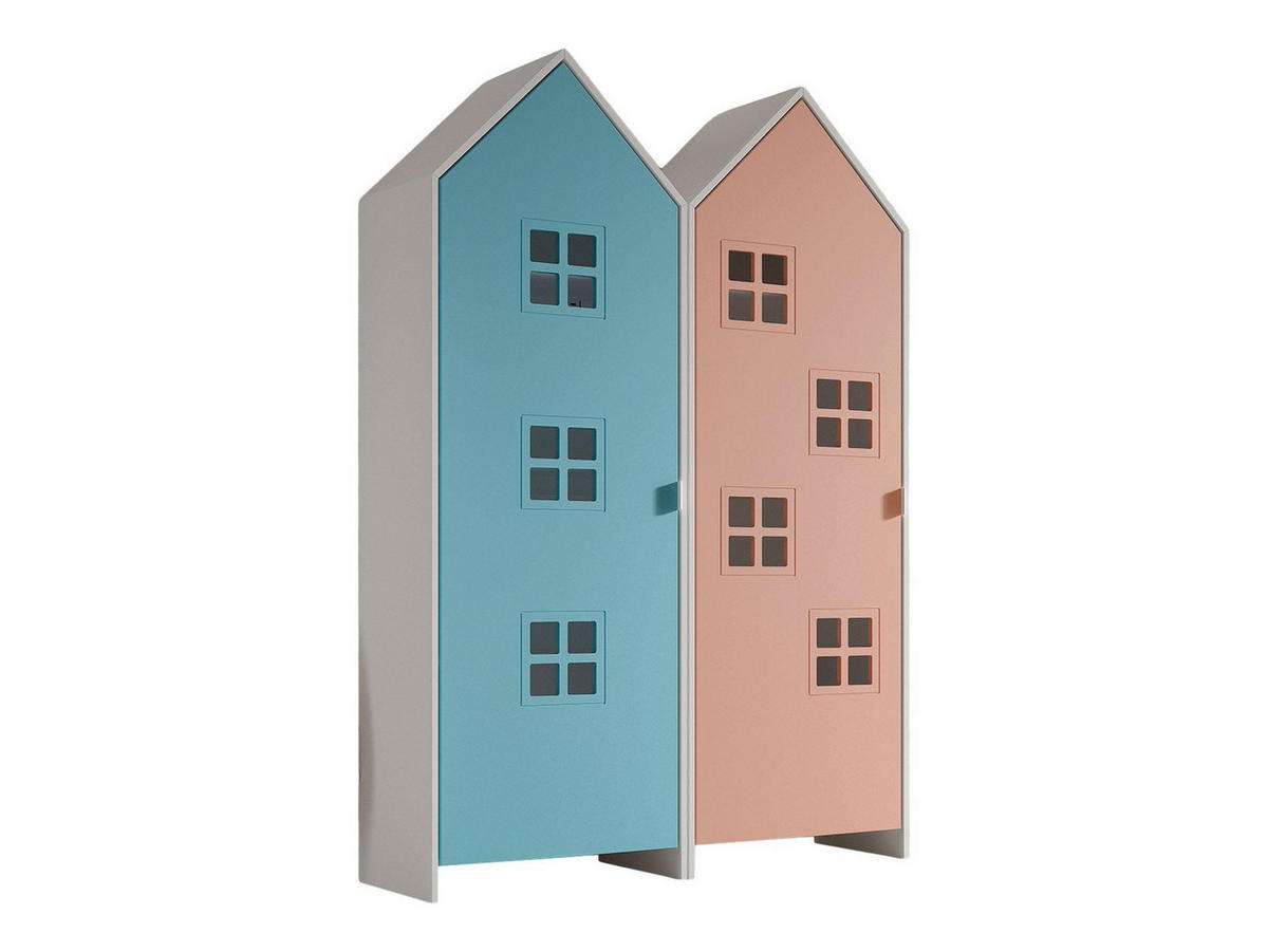 REGALSCHRANK Set Kania 115x37x171 MDF Weiß /Bunt - Blau/Pink, Holzwerkstoff (115/171/37cm) - 58aufmkessel