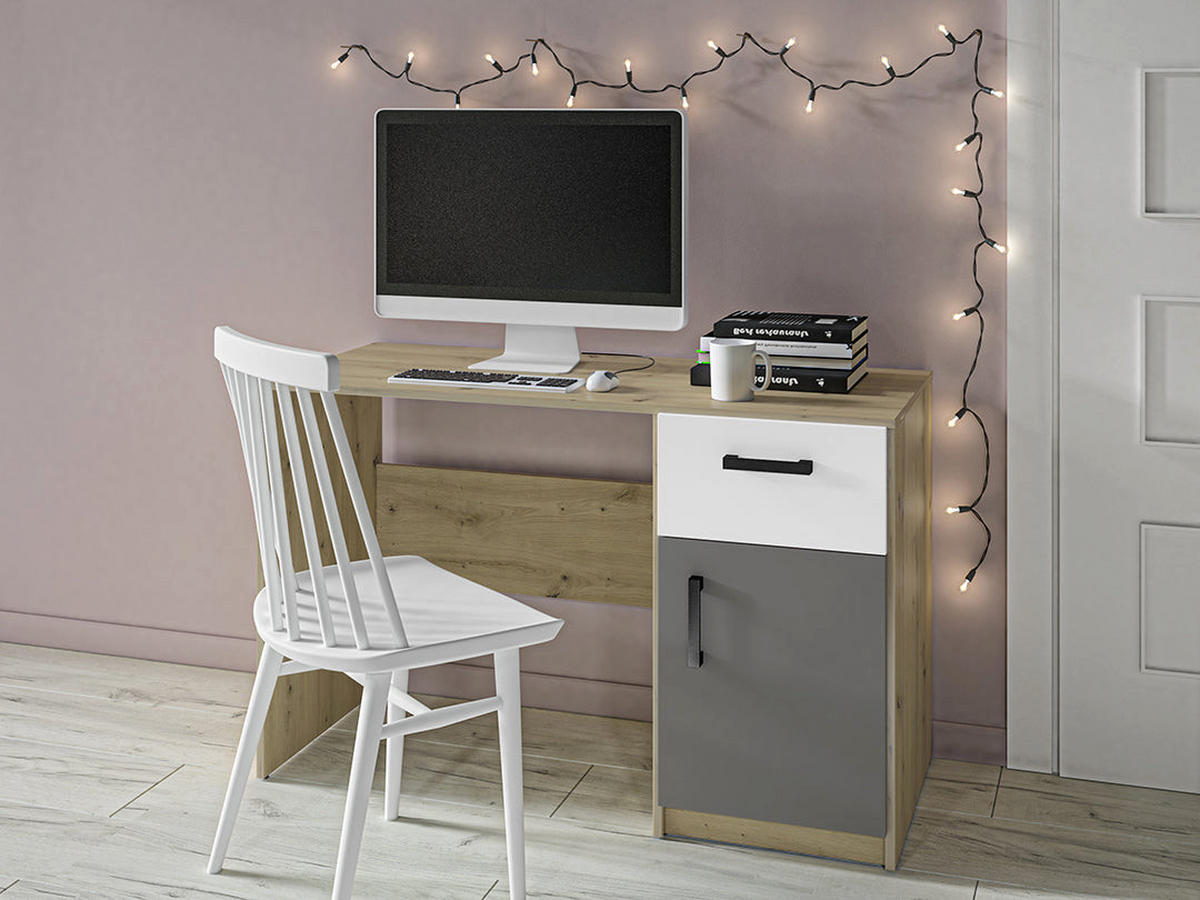 SCHREIBTISCH – FINI 08 – 53 x 120 cm – Fini – Weiß / Anthrazit - Anthrazit/Weiß, Holzwerkstoff (53/120/76cm) - hi-markt