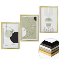 WANDBILDER 3er Set - 40x60 cm Goldrahmen - Abstrakte Formen und Farben - Goldfarben, Kunststoff (40/60cm) - ArtPrintCave