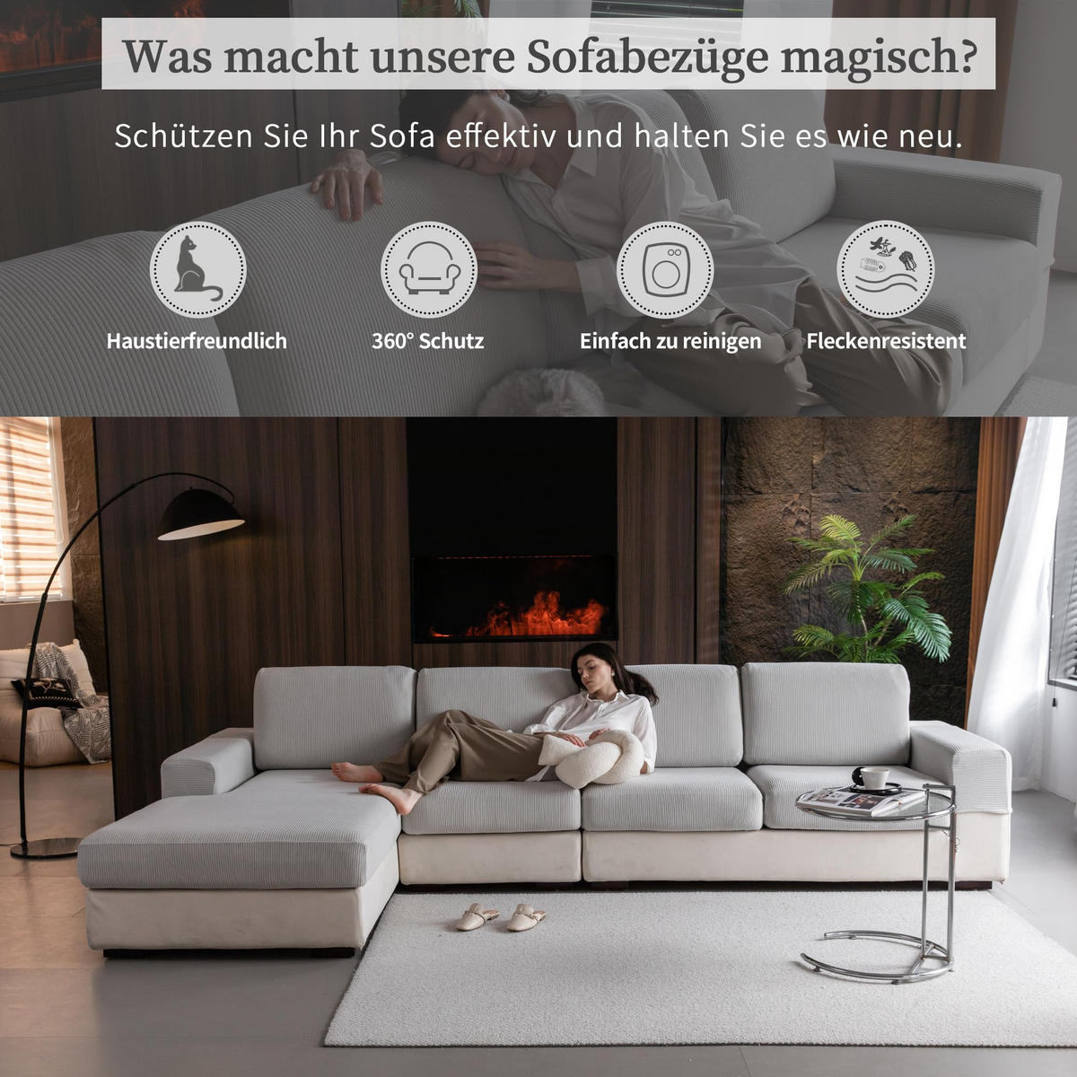 SOFABEZUG Hohe Elastizität, Rutschfeste, Grau 1 Stück - Grau, Textil (85/135cm) - Kaket