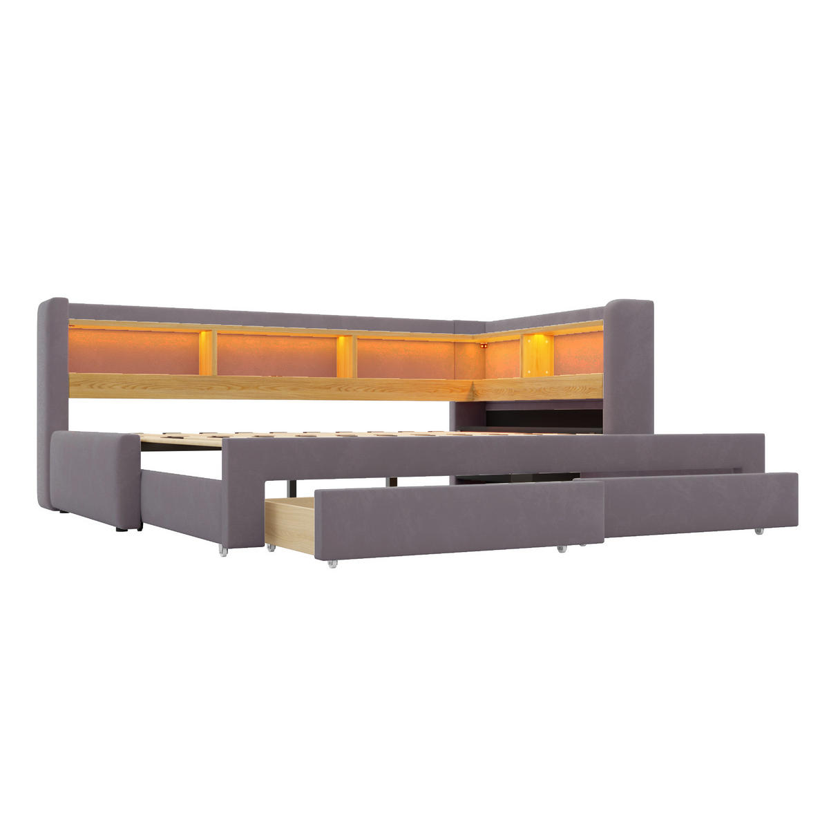 AUSZIEHBETT 90/180/200 cm, DE-41720, in Dunkelgrau - Dunkelgrau, Metall (90/200cm) - ComfortXL