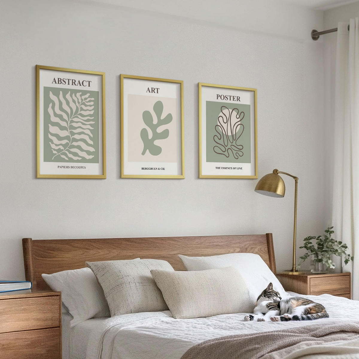 WANDBILDER 3er Set - 40x60 cm Goldrahmen - Poster mit Pflanzenmustern von Matisse - Goldfarben, Kunststoff (40/60cm) - ArtPrintCave