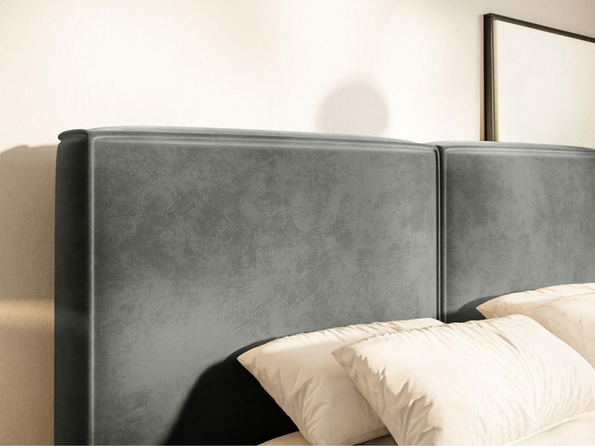 POLSTERBETT Tilves Grau 200x200 cm - Schwarz/Grau, Kunststoff/Textil (200/200cm) - Selsey