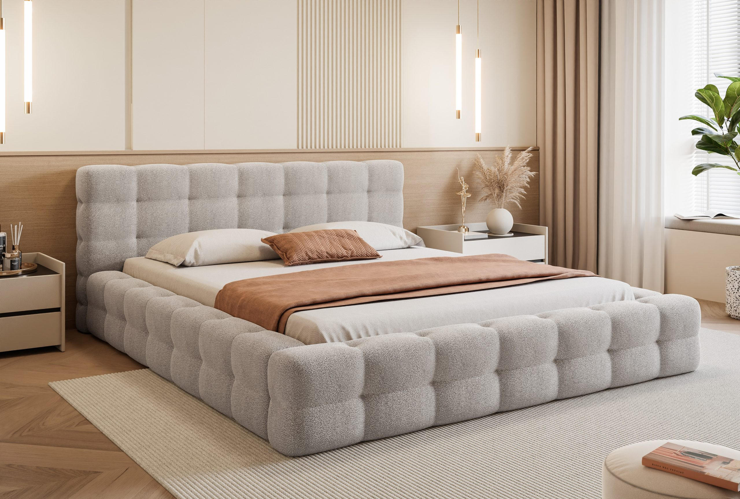 POLSTERBETT Calida 180x200 cm, Grau - Grau, Textil (180/200cm) - Fedve