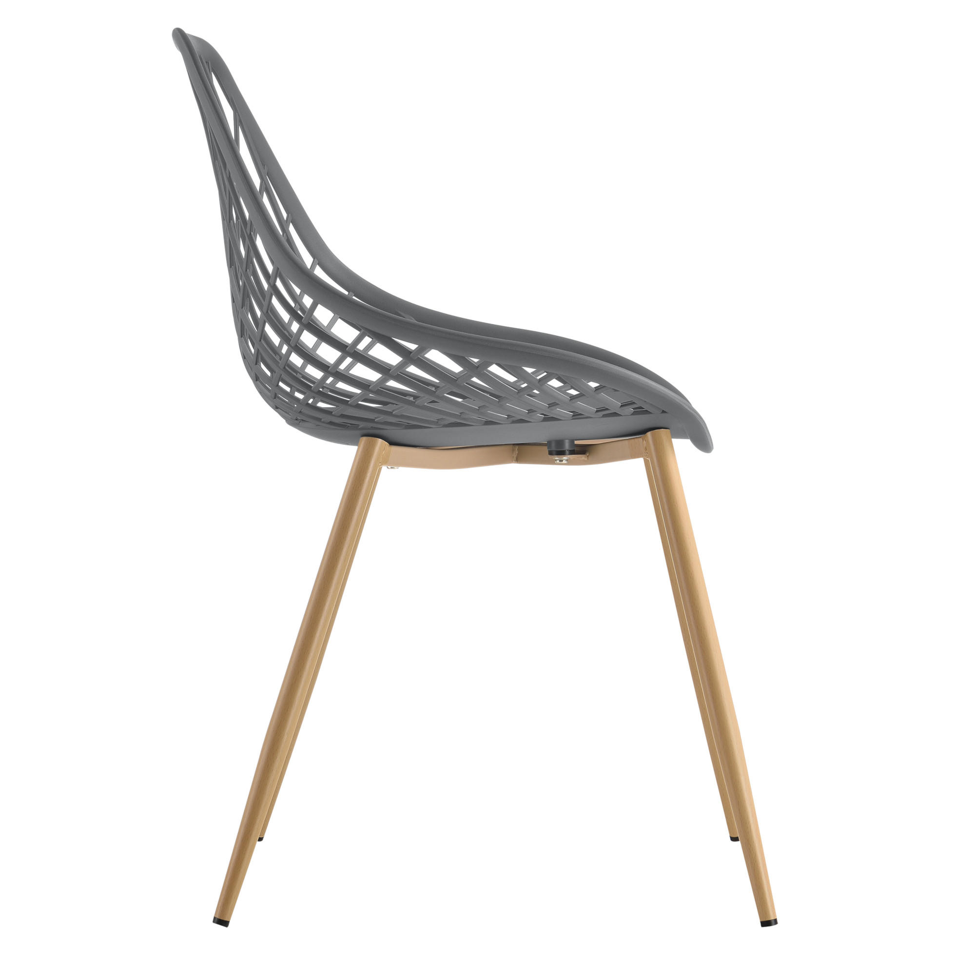 DESIGNSTUHL-SET 2 TLG. Warschau - Buchefarben/Grau, Kunststoff/Metall (48/83/58cm) - [en.casa]