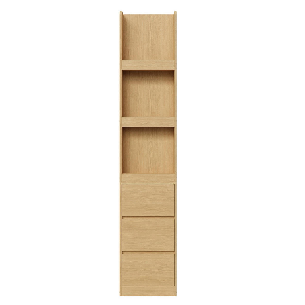 HIGHBOARD 60/40/200 cm in Eiche mit 3 offenen Fächern und 3 Schubladen - Eichefarben, Holzwerkstoff (60/200/40cm) - Flora Grace