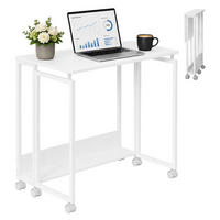 BIROU Alb pliabil cu roți 80x50 cm - alb, material plastic/compozit lemnos (50/80/75cm) - Relaxdays