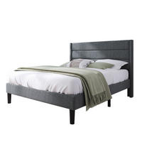 OBLAZINJENA postelja 140/200 cm z letvenim dnom in vzmetnico, lanena tkanina, Temno siva - temno siva, tekstil (140/140cm) - Redom