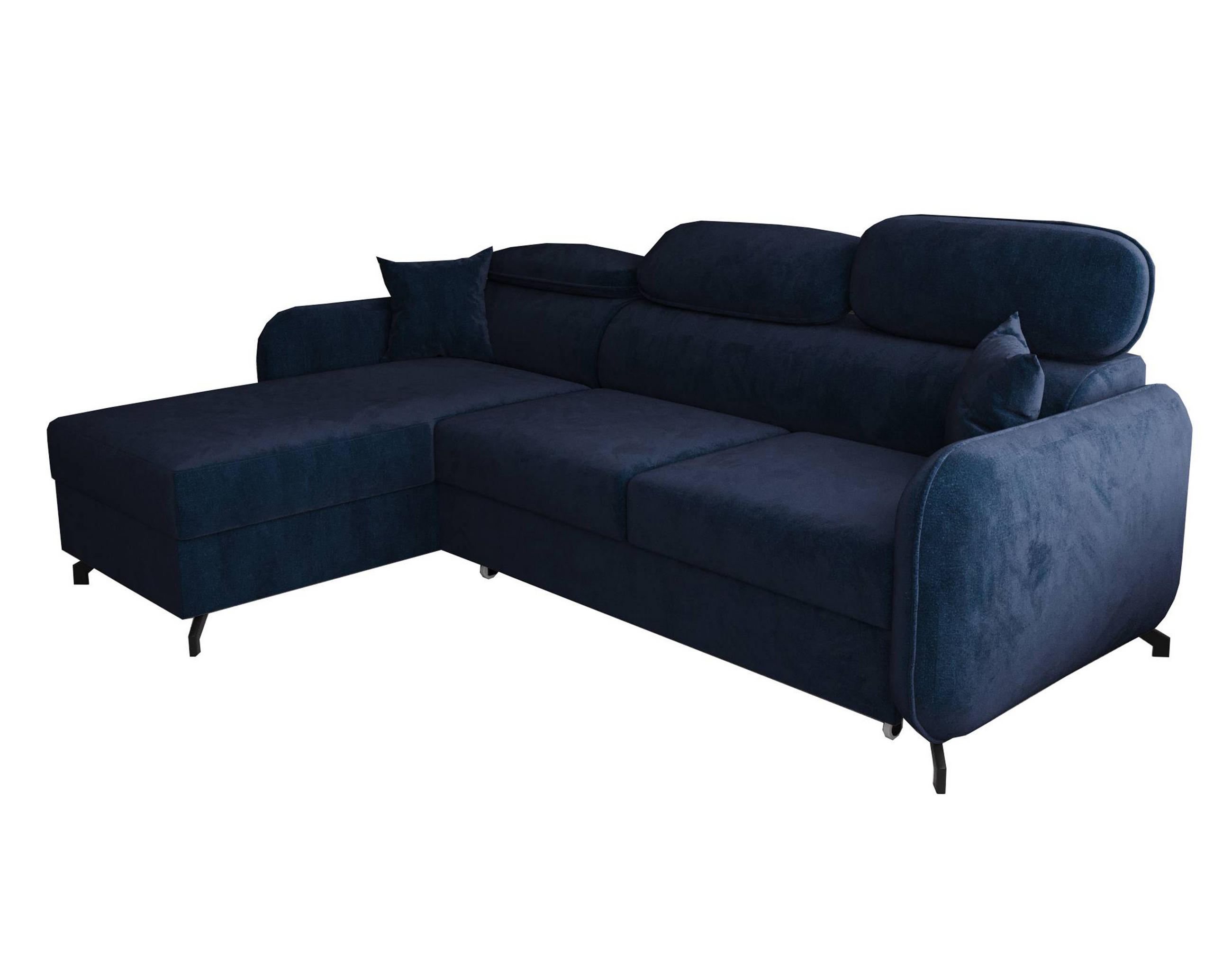 ECKSOFA L Form Ribella 5 Blau 265/180/100 cm Links mit Schlaffunktion - Schwarz/Dunkelblau, Textil/Metall (180/265cm) - AX Living