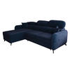 ECKSOFA L Form Ribella 5 Blau 265/180/100 cm Links mit Schlaffunktion - Schwarz/Dunkelblau, Textil/Metall (180/265cm) - AX Living