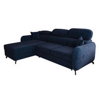 ECKSOFA L Form Ribella 5 Blau 265/180/100 cm Links mit Schlaffunktion - Schwarz/Dunkelblau, Textil/Metall (180/265cm) - AX Living