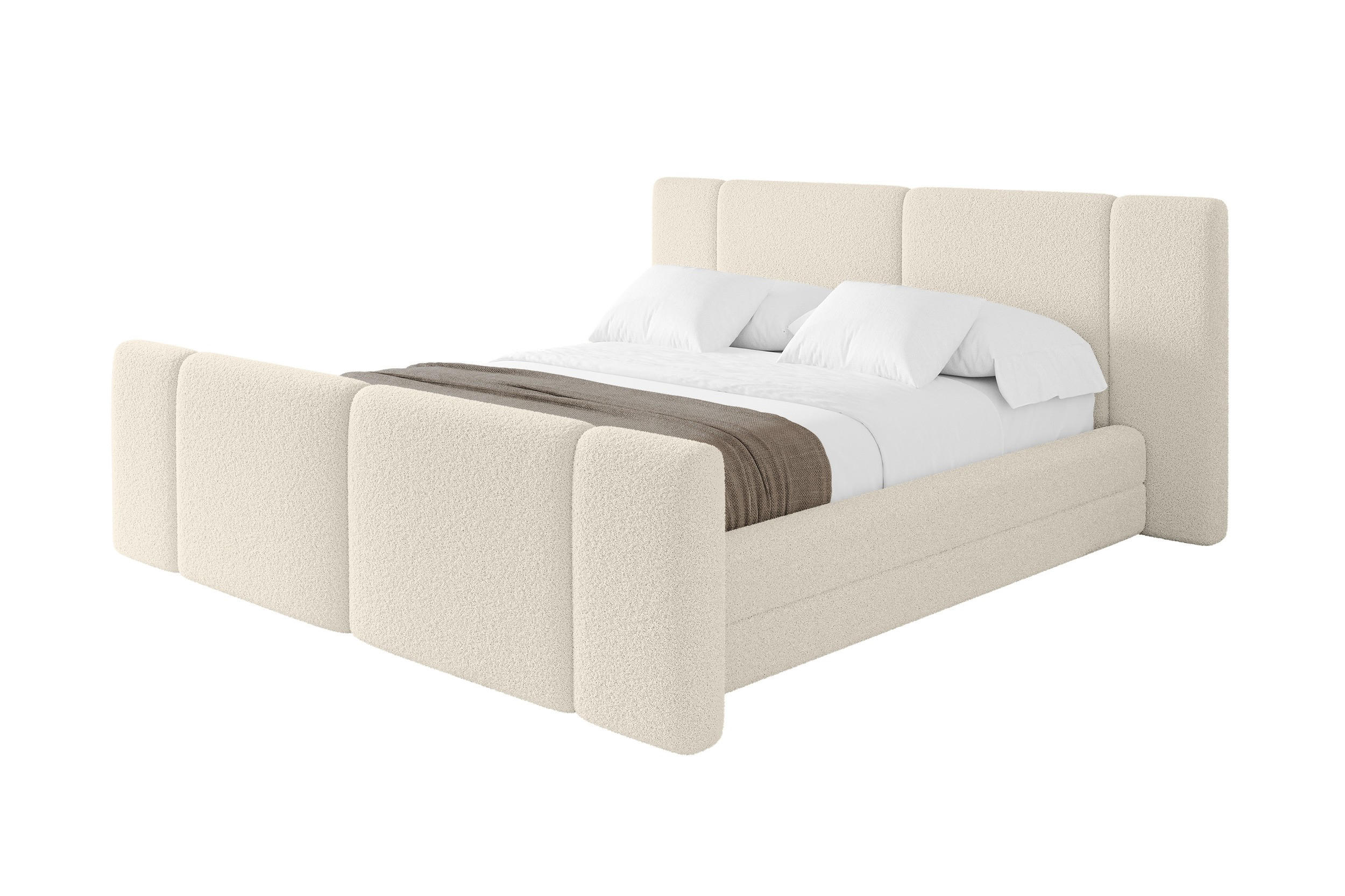 POLSTERBETT mit Bettkasten, Fußteil und Lattenrost, Bett mit Matratze H3/H4 - TEVO-Z 140x200 Beige - Champagner, Holzwerkstoff/Textil (140/200cm) - ALTDECOR