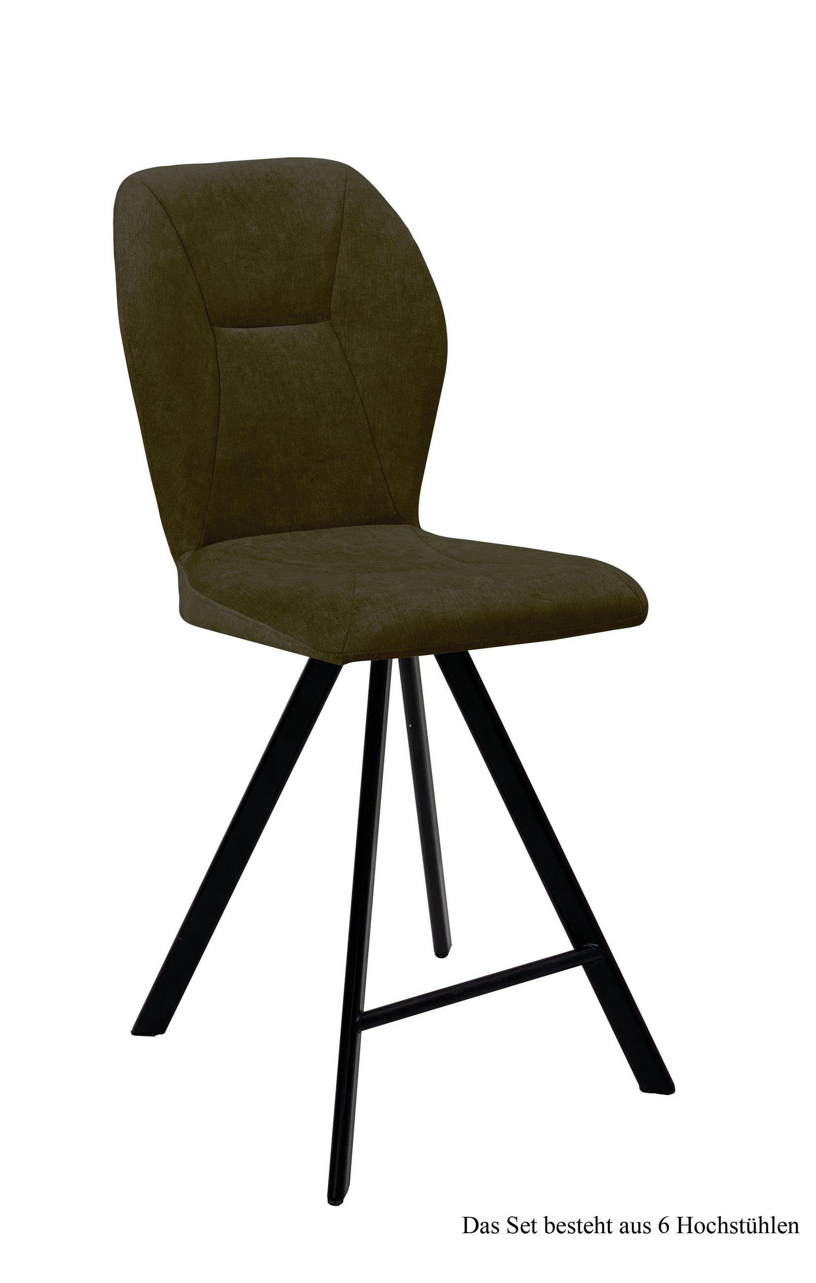 THEKENSTUHL drehbar (6er-Set) Diantha 51x109x60 Schwarz/Khaki - Dunkelgrün/Schwarz, Kunststoff (60/109/51cm) - 58aufmkessel