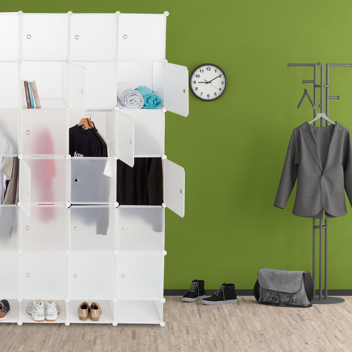 KLEIDERSCHRANK - Schwarz, Kunststoff/Metall (180/234/46.5cm) - Relaxdays