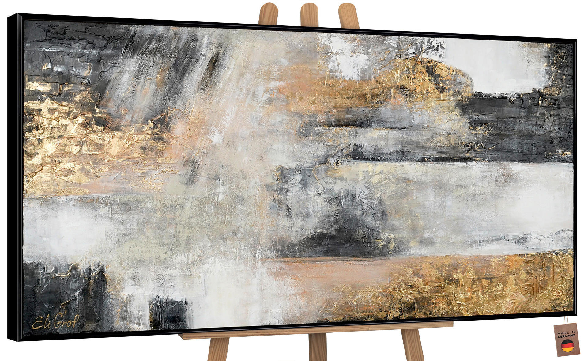 GEMÄLDE Farbmagie Schattenfugenrahmen Schwarz 200x100 cm - Schwarz, Holz (200/100cm) - YS-art gallery
