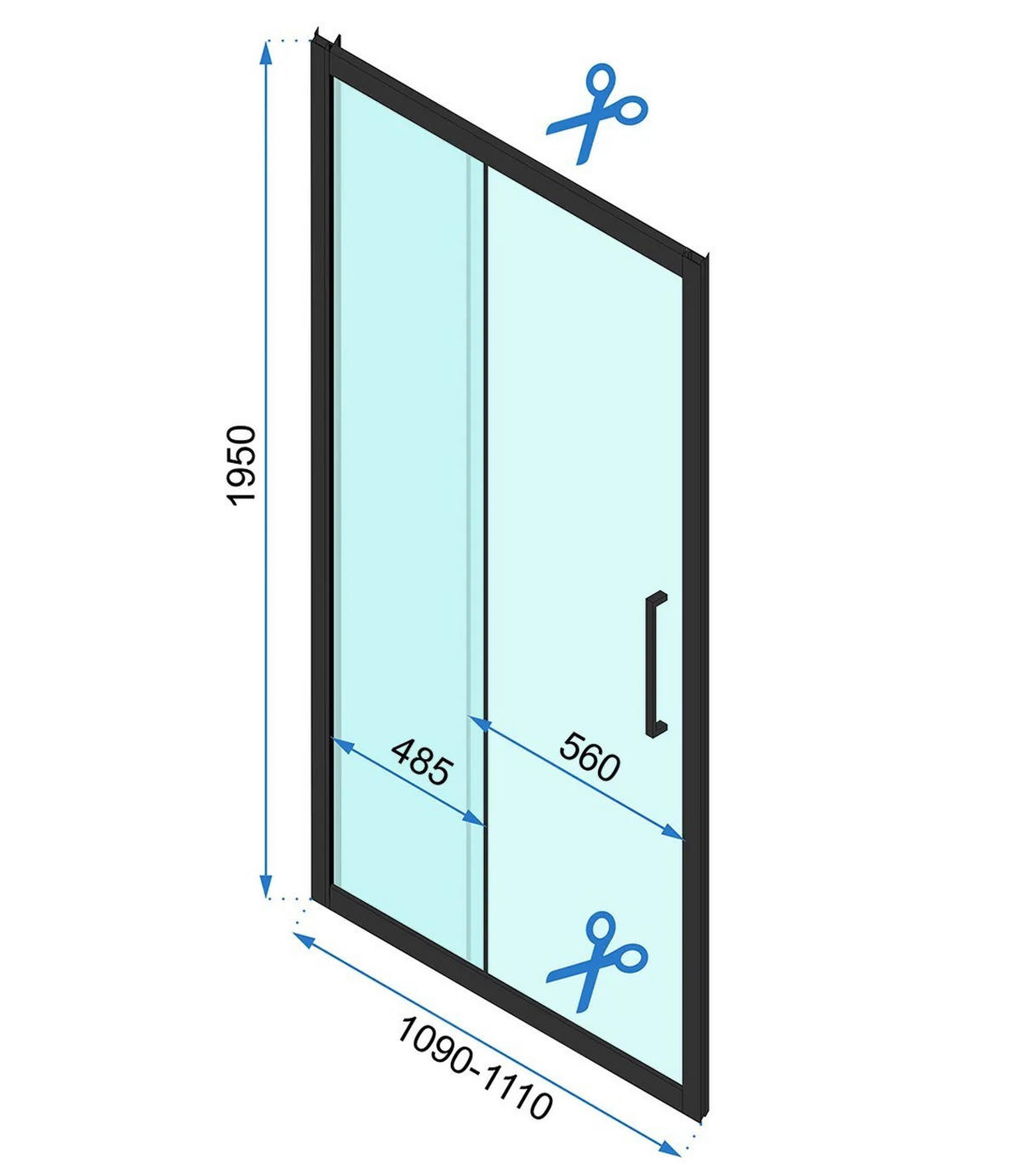 DUSCHKABINE Rea Rapid Slide Wandmontage 110x100 - Schwarz, Glas (110/100/195cm) - REA